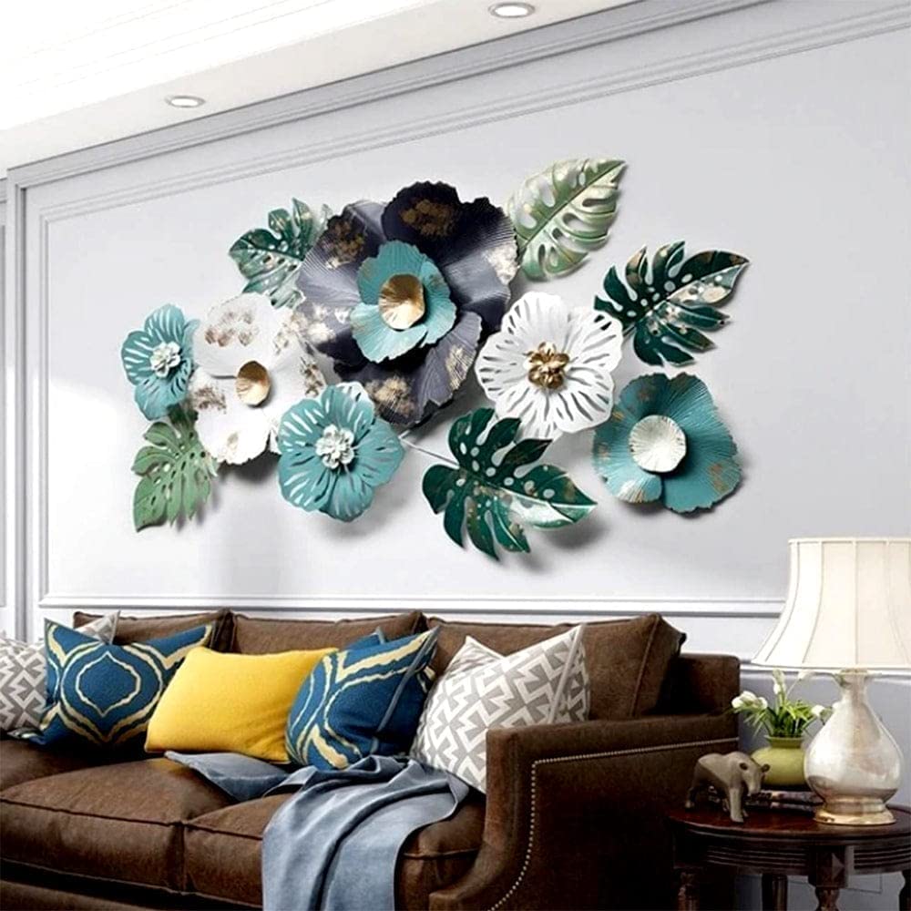 SRF Handicrafts Metal Floral Wall Art Multicolour Wall Hanging Nature Wall Sclupture Perfect For Living Room, Bedroom And Home Decoration Size:121X71 CM.