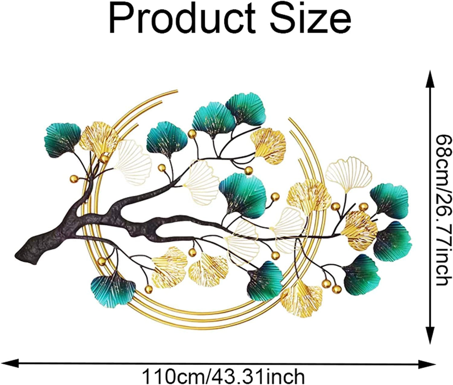 SRF Handicrafts 3D Multicolour Metal Tree Leaf Wall Art Wall Sculptures Wall Hanging for Home, Bedroom, Living Room, Hotel & Restaurant Decoration Size-46X26 Inches.